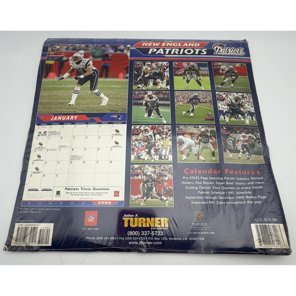 New England Patriots 2006 Team Calendar Tom Brady John F Turner NFL Sealed K110 - Picture 4 of 7